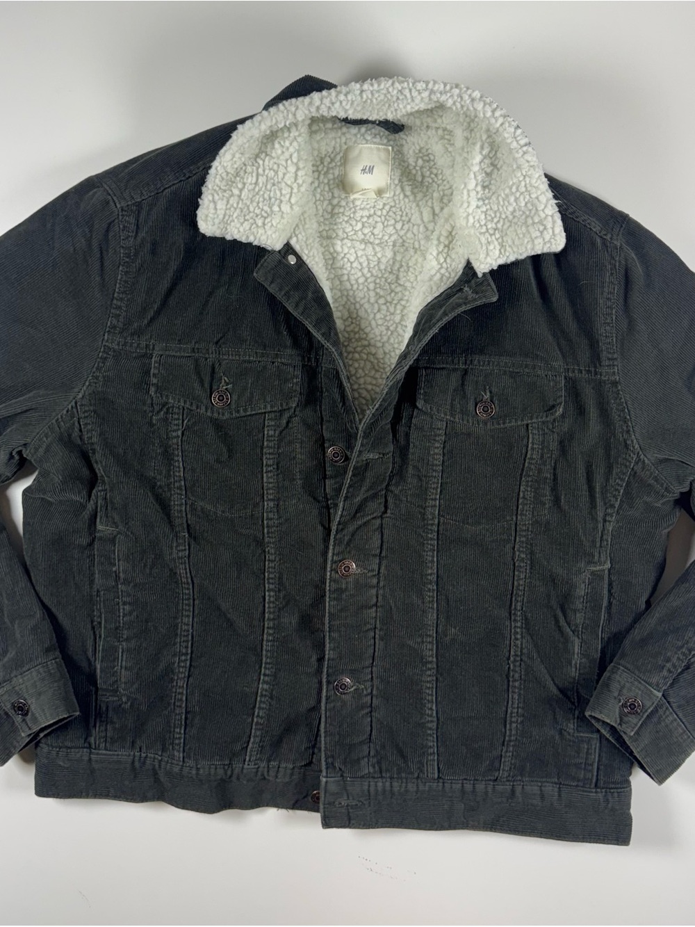 H&M Men’s Black Corduroy Sherpa Jacket